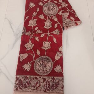 Royal Red Mythological Kalamkari Saree
