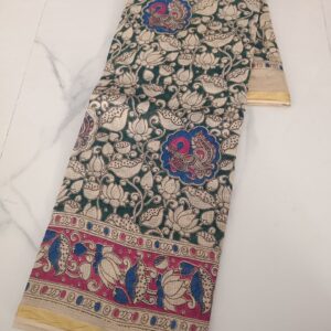 Temple Art Red Kalamkari Saree