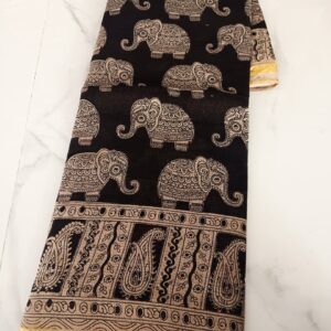 Brown Village Story Kalamkari Saree