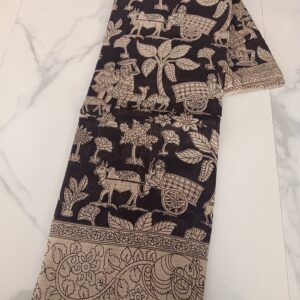 Indigo Lotus Kalamkari Saree