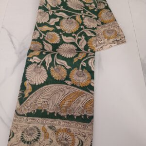 Blue Peacock Kalamkari Saree