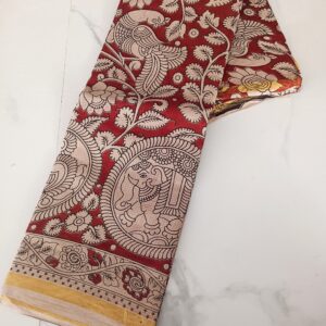 Green Peacock Kalamkari Saree