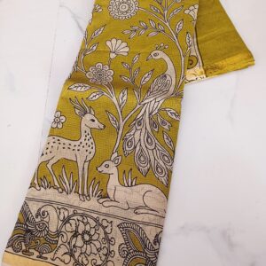 Orange Peacock Cotton Saree