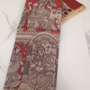 Red Goddess Kalamkari Cotton Saree