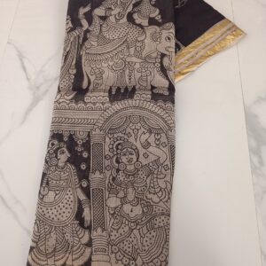 Black Goddess Kalamkari Cotton Saree