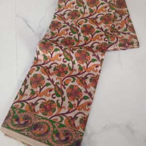 Cream Multicolour Floral Kalamkari Saree