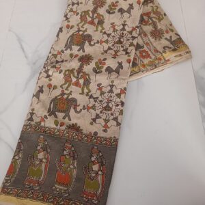 Cream Warli Tribal Art Kalamkari Saree