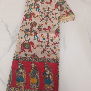Cream Warli Multicolour Kalamkari Saree